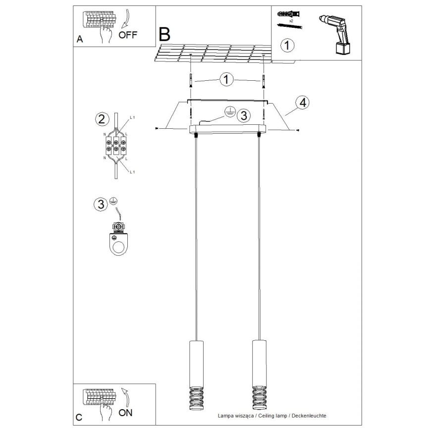 Hängeleuchte LAMI 2xGU10/10W/230V weiß