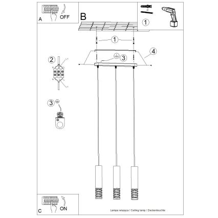 Suspension filaire LAMI 3xGU10/10W/230V blanc