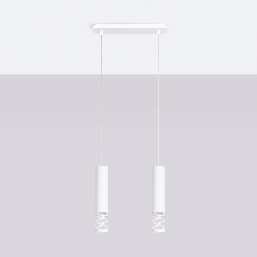 Lampadario a sospensione con filo LIRO 2xGU10/10W/230V bianco