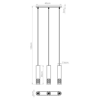 Suspension filaire LIRO 3xGU10/10W/230V blanc