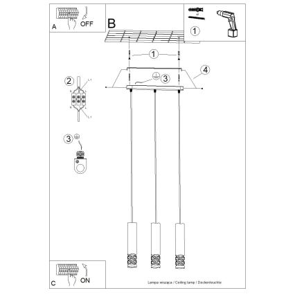 Suspension filaire LIRO 3xGU10/10W/230V blanc