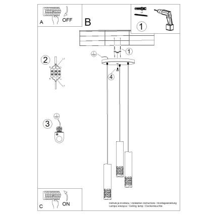 Suspension filaire LIRO 3xGU10/10W/230V blanc