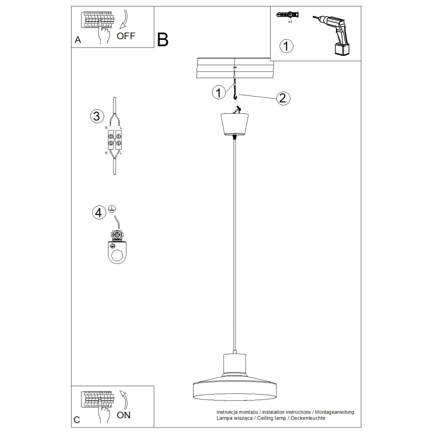 Suspension filaire BILO 1xE27/15W/230V d. 35 cm vert