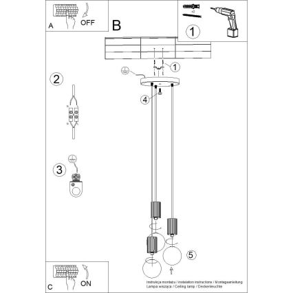 Suspension filaire HALO 3xG9/8W/230V d. 25 cm blanc