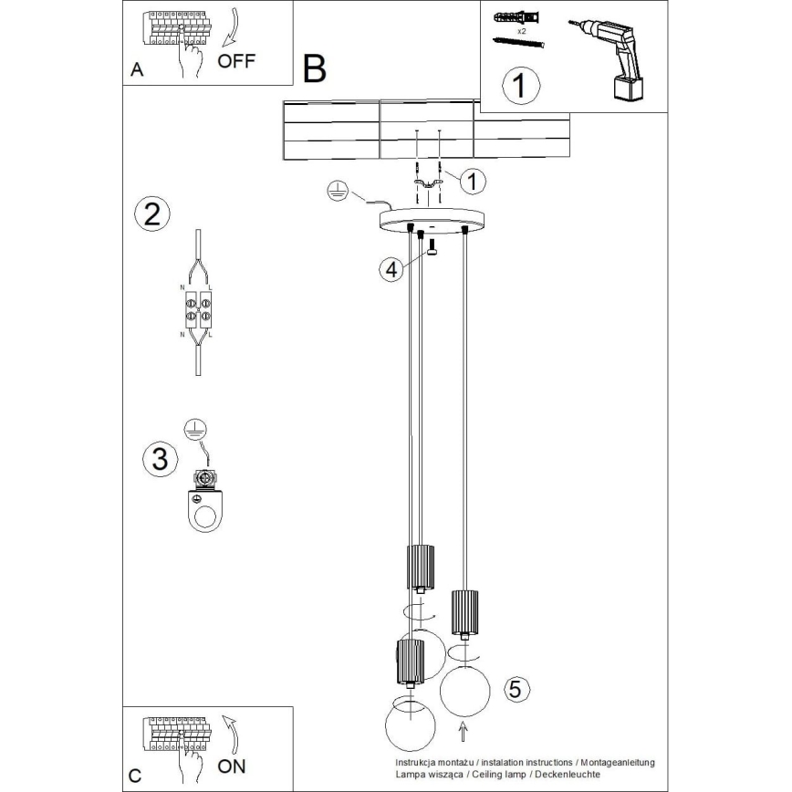 Suspension filaire HALO 3xG9/8W/230V d. 25 cm blanc