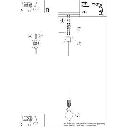 Suspension filaire HALO 1xG9/8W/230V d. 12 cm noir