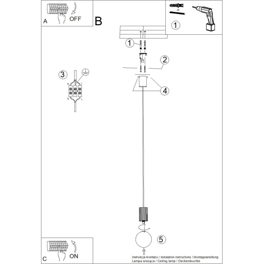 Suspension filaire HALO 1xG9/8W/230V d. 12 cm noir
