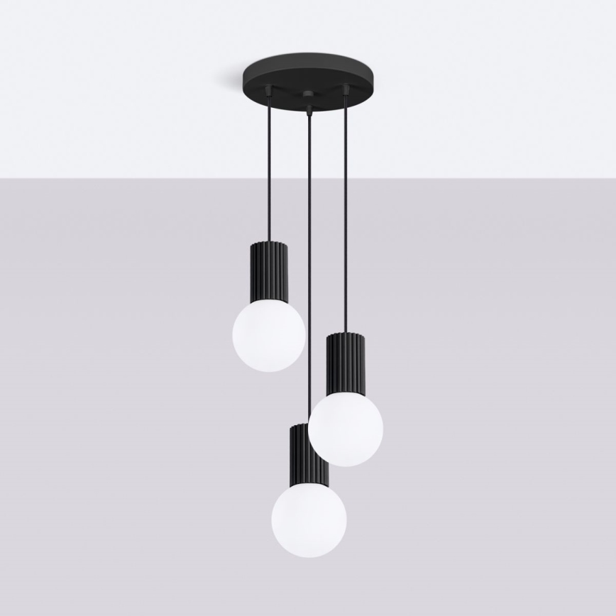 Lampadario a sospensione con filo HALO 3xG9/8W/230V diametro 25 cm nero