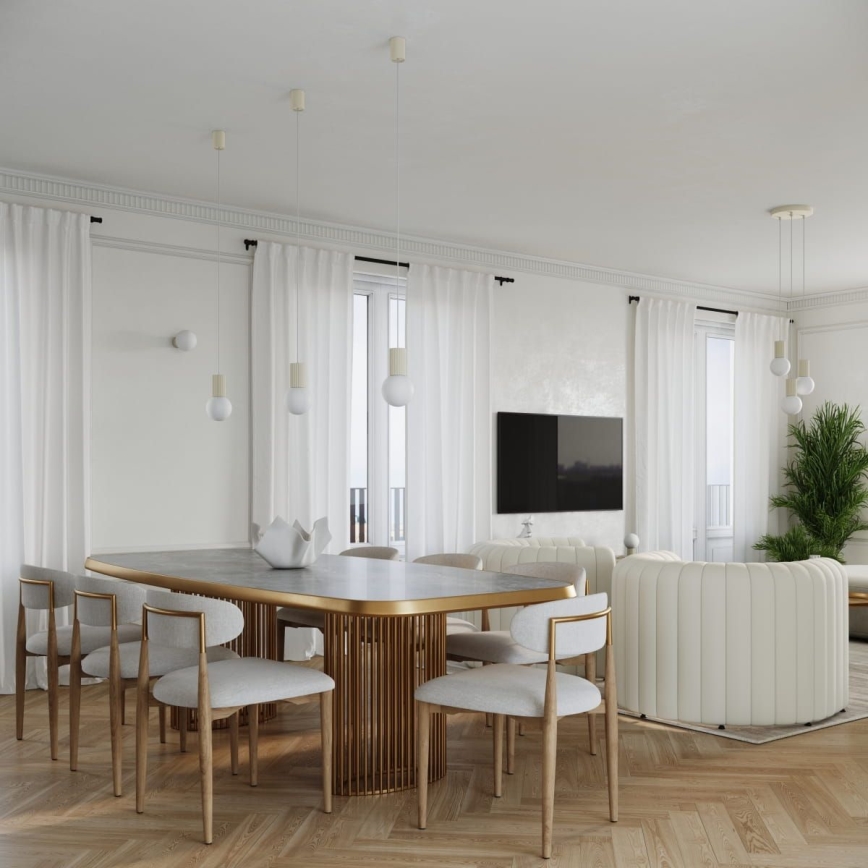 Lampadario a sospensione con filo HALO 1xG9/8W/230V diametro 12 cm color crema