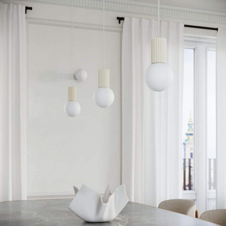 Lampadario a sospensione con filo HALO 1xG9/8W/230V diametro 12 cm color crema