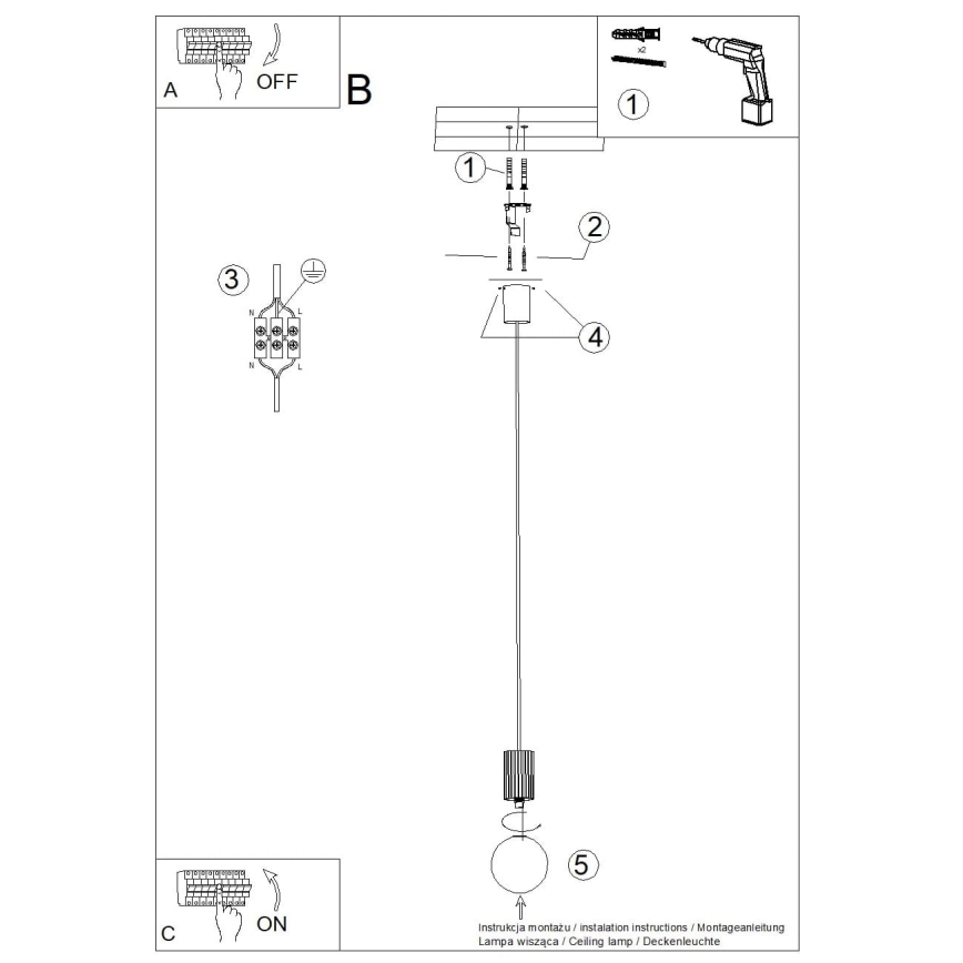 Suspension filaire HALO 1xG9/8W/230V d. 12 cm vert