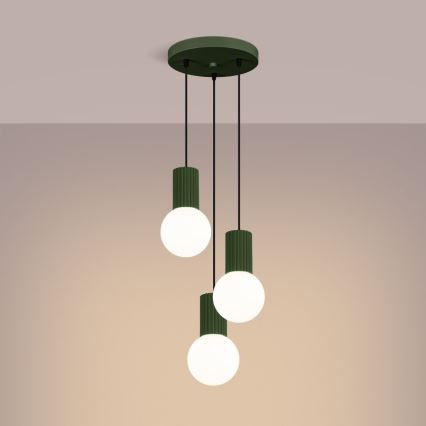 Lampadario a sospensione con filo HALO 3xG9/8W/230V diametro 25 cm verde