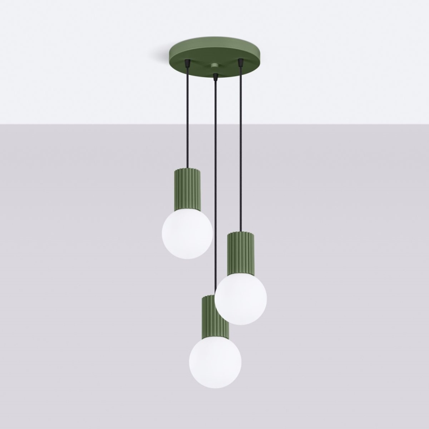 Lampadario a sospensione con filo HALO 3xG9/8W/230V diametro 25 cm verde