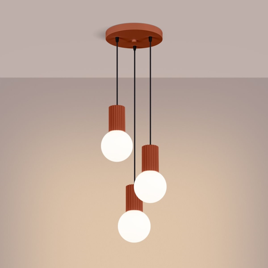 Suspension filaire HALO 3xG9/8W/230V d. 25 cm orange
