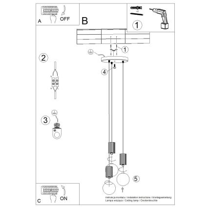Suspension filaire HALO 3xG9/8W/230V d. 25 cm orange
