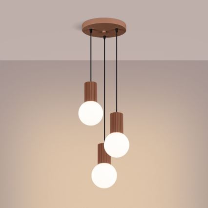 Suspension filaire HALO 3xG9/8W/230V d. 25 cm marron