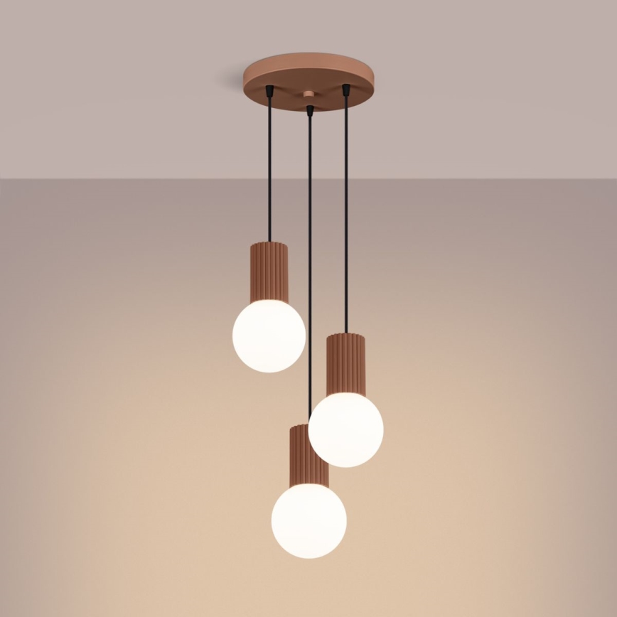 Suspension filaire HALO 3xG9/8W/230V d. 25 cm marron