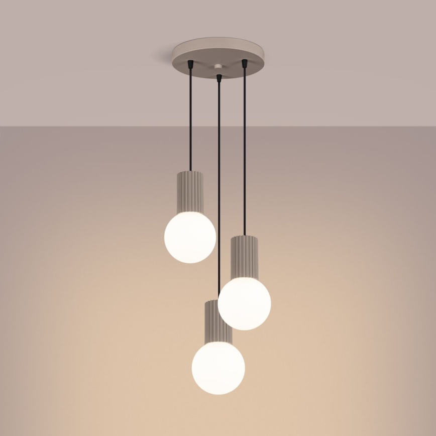 Suspension filaire HALO 3xG9/8W/230V d. 25 cm beige