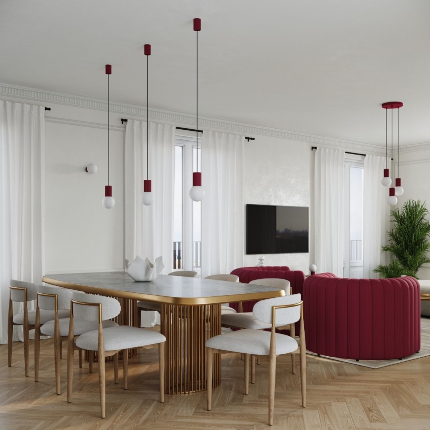 Suspension filaire HALO 1xG9/8W/230V d. 12 cm rouge