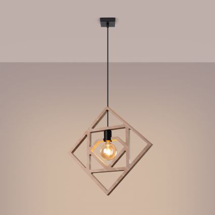 Suspension filaire CARO 1xE27/15W/230V hêtre