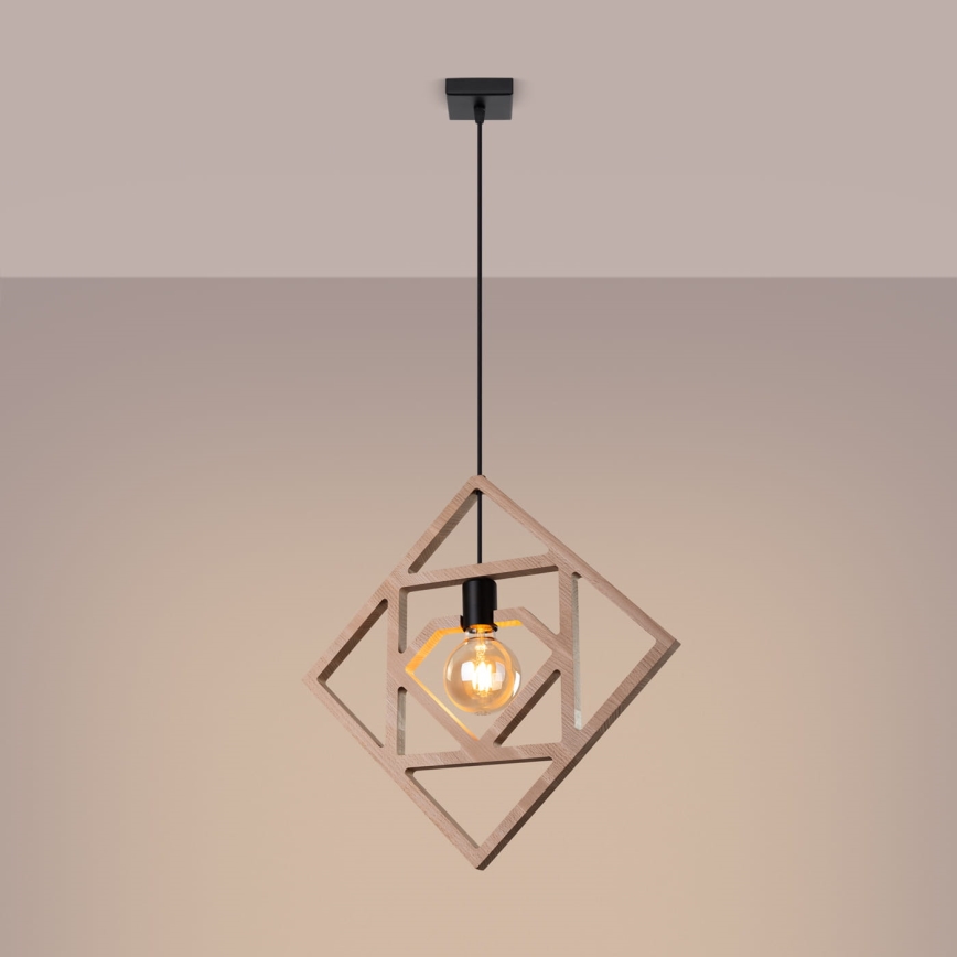 Suspension filaire CARO 1xE27/15W/230V hêtre