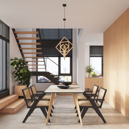 Suspension filaire CARO 1xE27/15W/230V hêtre