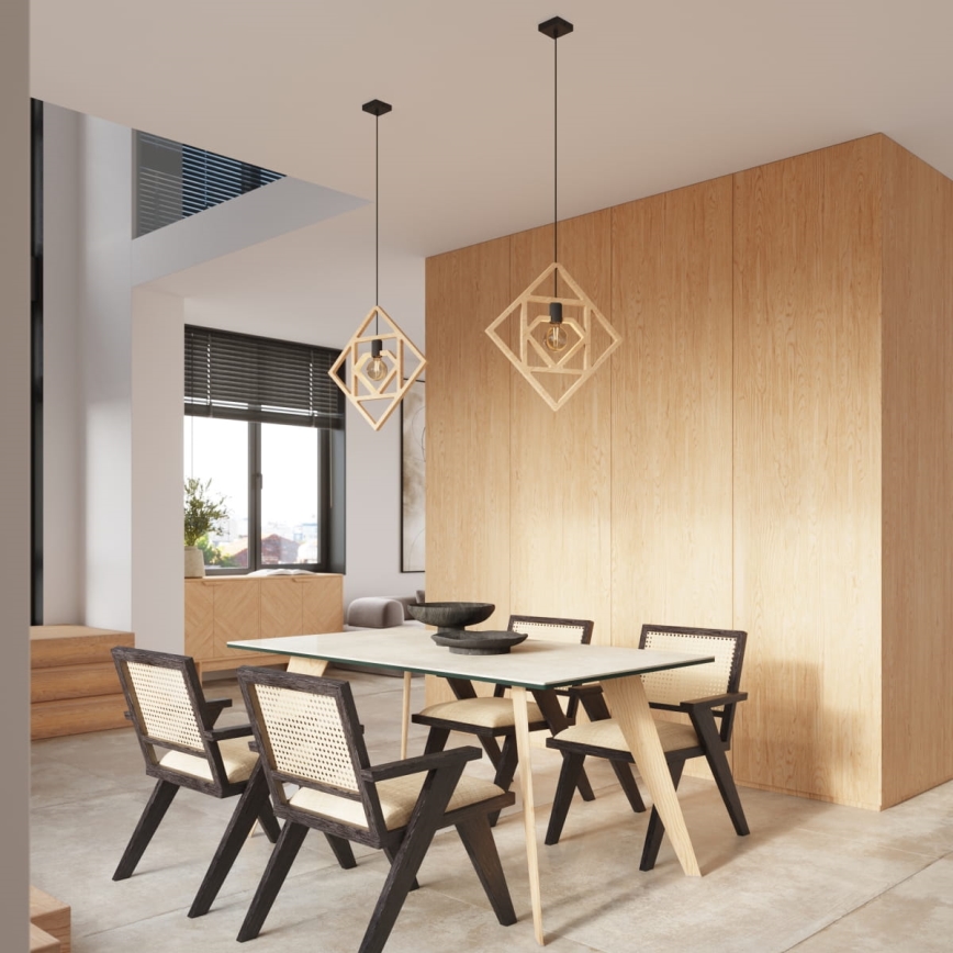 Suspension filaire CARO 1xE27/15W/230V hêtre