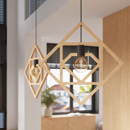 Suspension filaire CARO 1xE27/15W/230V hêtre