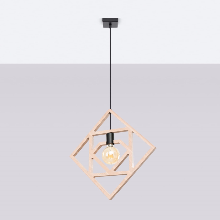 Suspension filaire CARO 1xE27/15W/230V hêtre