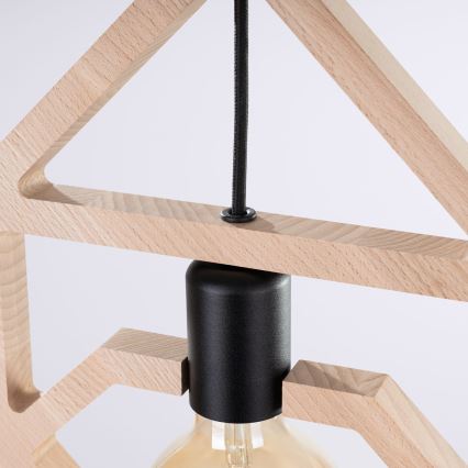 Suspension filaire CARO 1xE27/15W/230V hêtre