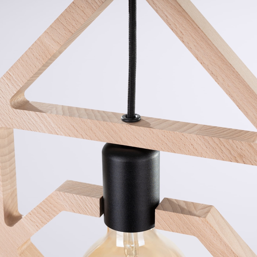 Suspension filaire CARO 1xE27/15W/230V hêtre