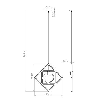 Suspension filaire CARO 1xE27/15W/230V hêtre
