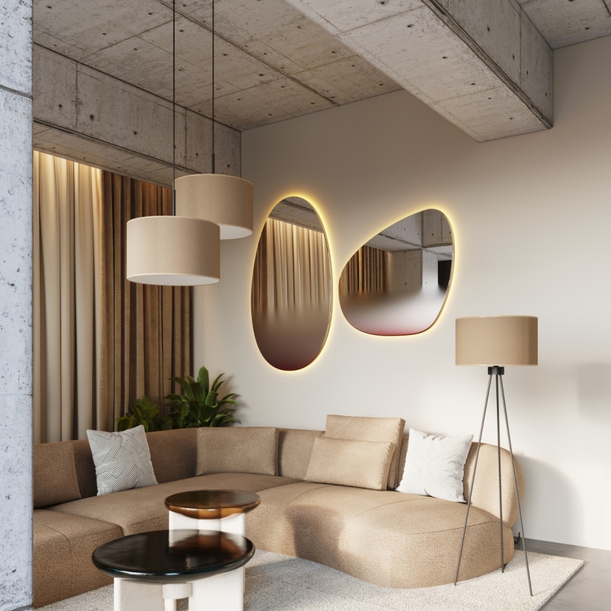 Suspension sur câble NEVIA 1xE27/15W/230V Ø 40 cm taupe
