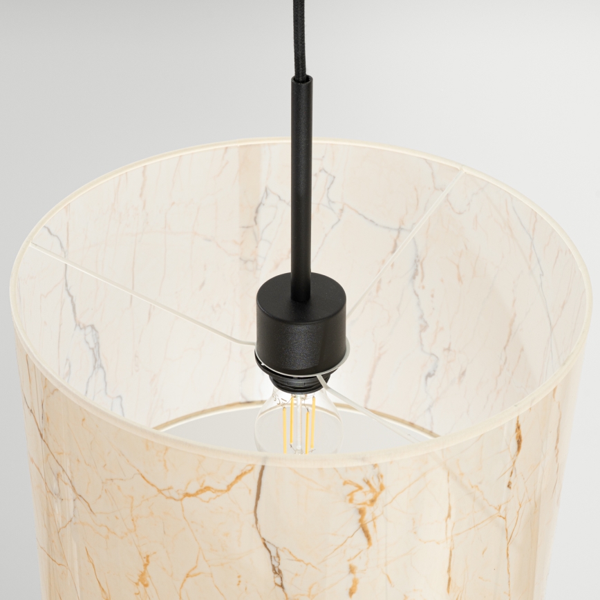 Suspension sur câble NEVIA 1xE27/15W/230V Ø 40 cm beige/effet marbre