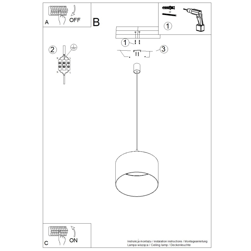 Lampada sospesa con cavo NEVIA 1xE27/15W/230V diam. 40 cm blu
