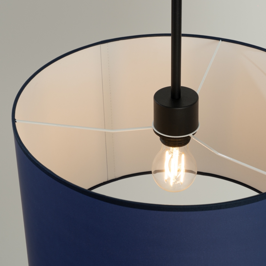 Suspension sur câble NEVIA 1xE27/15W/230V diam. 40 cm bleu