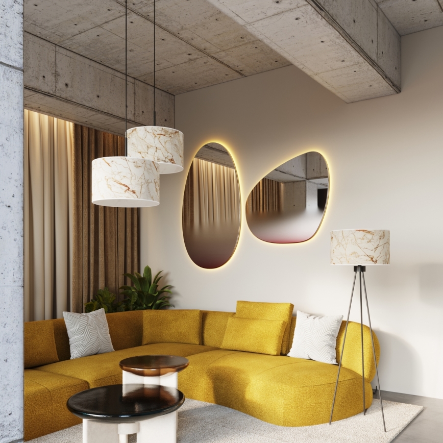 Lampadaire NEVIA 1xE27/15W/230V beige/effet marbre