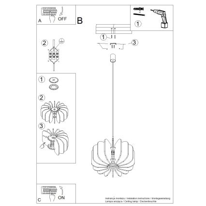Pendelleuchte an Kabel MULA 1xE27/15W/230V Ø 45 cm cremefarben