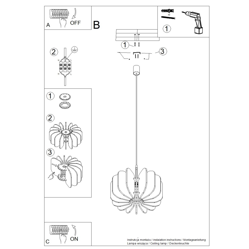 Lampada a sospensione con cavo MULA 1xE27/15W/230V Ø 45 cm blu