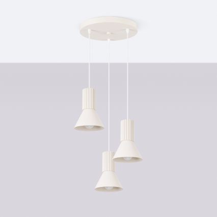 Lampadario a sospensione con cavo ESTRIA 3xE14/10W/230V Ø 30 cm crema