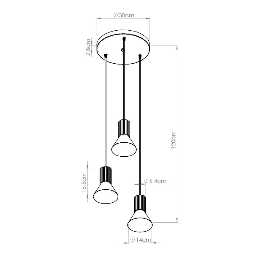 Lampadario a sospensione con cavo ESTRIA 3xE14/10W/230V Ø 30 cm crema
