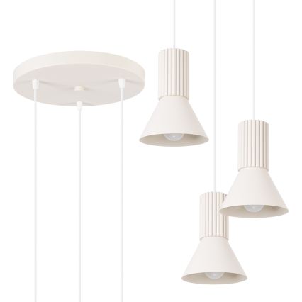 Pendelleuchte an Kabel ESTRIA 3xE14/10W/230V Ø 30 cm cremefarben
