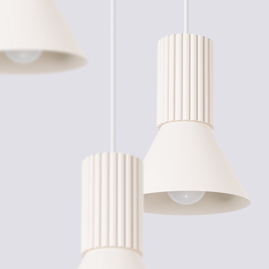 Suspension sur câble ESTRIA 3xE14/10W/230V Ø 30 cm crème