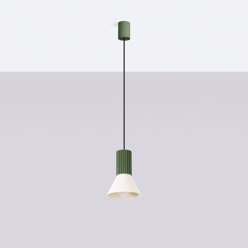 Suspension sur câble ESTRIA 1xE14/10W/230V Ø 14 cm vert