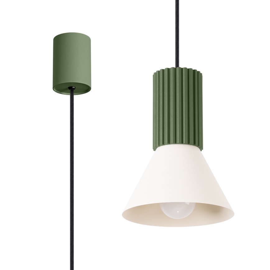 Suspension sur câble ESTRIA 1xE14/10W/230V Ø 14 cm vert