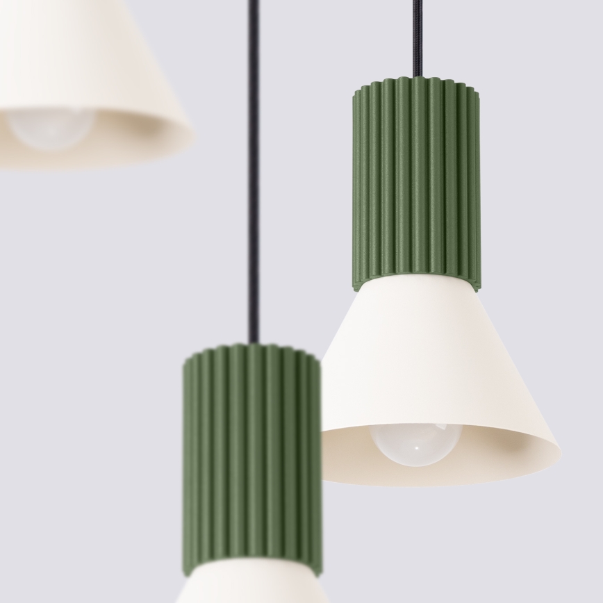 Suspension sur câble ESTRIA 3x E14/10W/230V Ø 30 cm verte