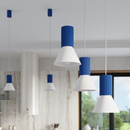 Hängeleuchte an Kabel ESTRIA 1xE14/10W/230V Ø 14 cm blau