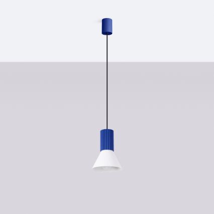 Hängeleuchte an Kabel ESTRIA 1xE14/10W/230V Ø 14 cm blau