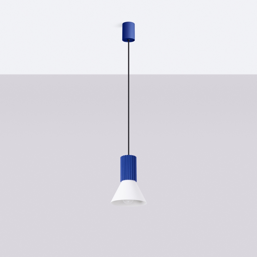 Hängeleuchte an Kabel ESTRIA 1xE14/10W/230V Ø 14 cm blau