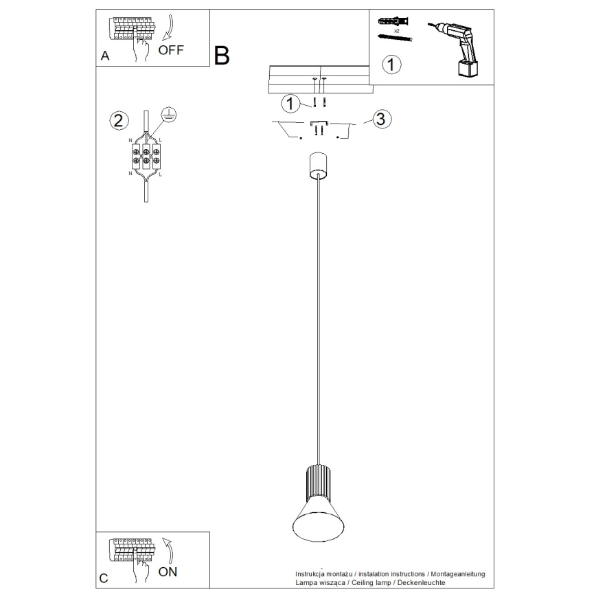 Hängeleuchte an Kabel ESTRIA 1xE14/10W/230V Ø 14 cm blau